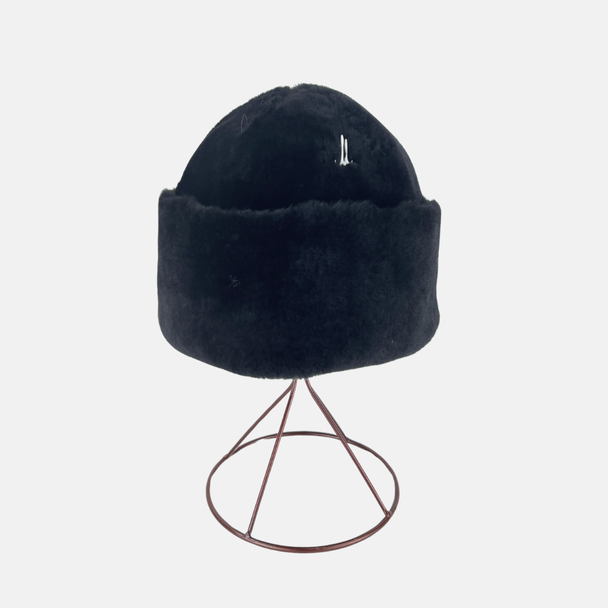 Muhlbauer TULLO Smooth Shearling Fold-Up Beanie Hat Black - Big Bag NY