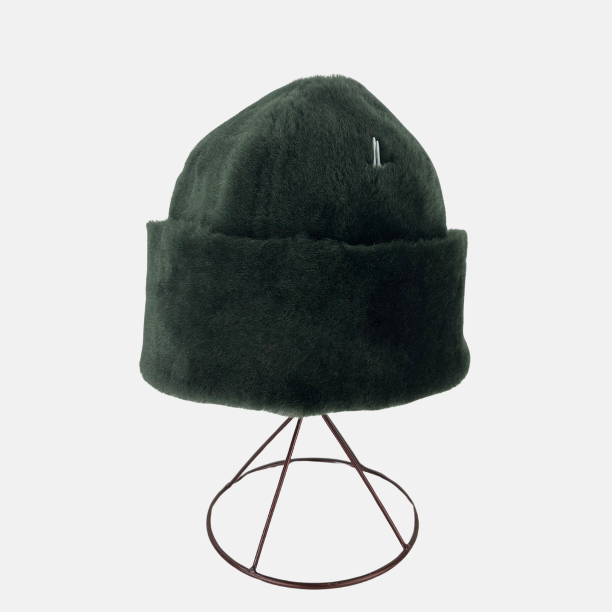 Muhlbauer TULLO Smooth Shearling Fold-Up Beanie Hat Green - Big Bag NY
