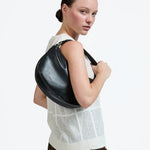 Jack Gomme PETIT CHARLIE Light Leather Half Moon Bag in Noir - Big Bag NY