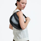 Jack Gomme PETIT CHARLIE Light Leather Half Moon Bag in Noir - Big Bag NY