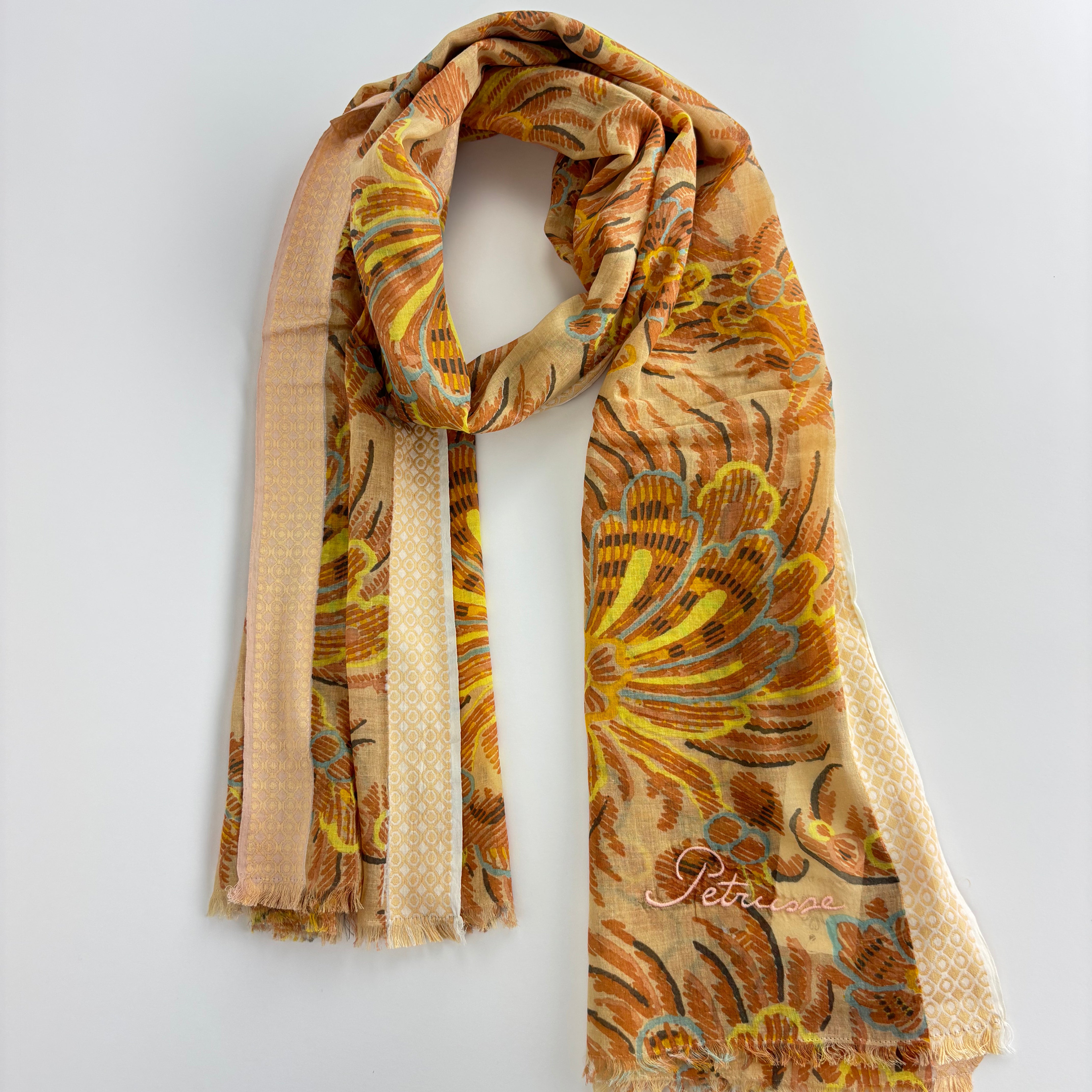 Orange Tropics Cotton Scarf - Big Bag NY
