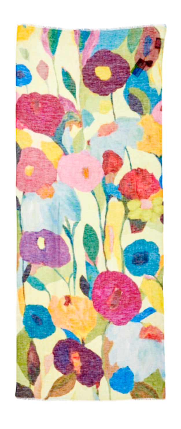 Otracosa Colorful Field of Big Flowers Linen Scarf - Big Bag NY