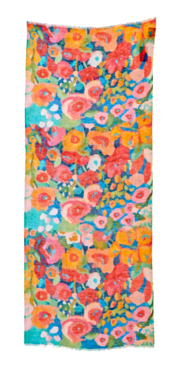Otracosa Scarf Linen/Cotton - Colorful Flowers - Big Bag NY