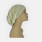 Oversized Cotton Beret Beanie in Ivory Beige - Big Bag NY