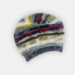 Oversized Printed Wool Beret Beanie in Multi Grey - Big Bag NY