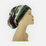 Oversized Printed Wool Beret Beanie in Multi Grey - Big Bag NY