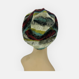 Oversized Printed Wool Beret Beanie in Multi Grey - Big Bag NY