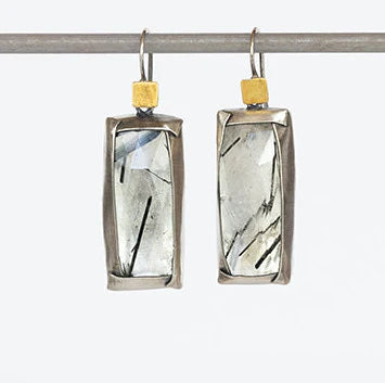 Austin Titus Fold earrings with Tourmalinated Quartz - Big Bag NY