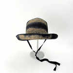 PCNQ CLEO Raffia Round Raffia Sun Hat in Grey with Black RIbbon Ties - Big Bag NY
