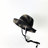 PCNQ CLEO Raffia Round Raffia Sun Hat in Grey with Black RIbbon Ties - Big Bag NY
