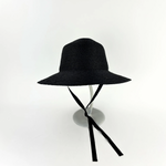 PCNQ HENRI Raffia Classic Flat Top Wide Brim Sun Hat with Ribbon Ties - Big Bag NY