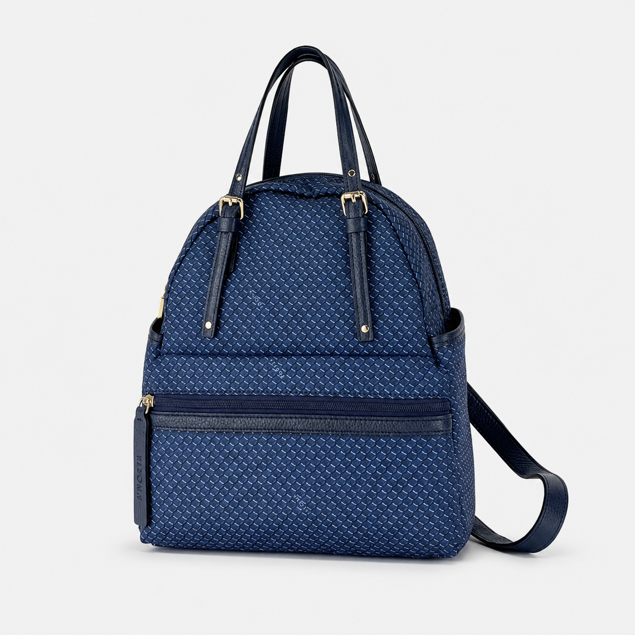 PLINIO Double Handle Mini Backpack with Side Pockets in Blue - Big Bag NY