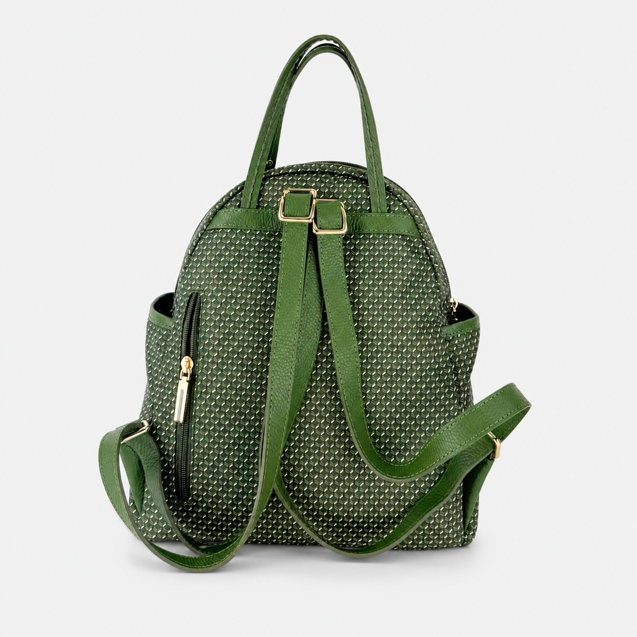 PLINIO Double Handle Mini Backpack with Side Pockets in Agave - Big Bag NY