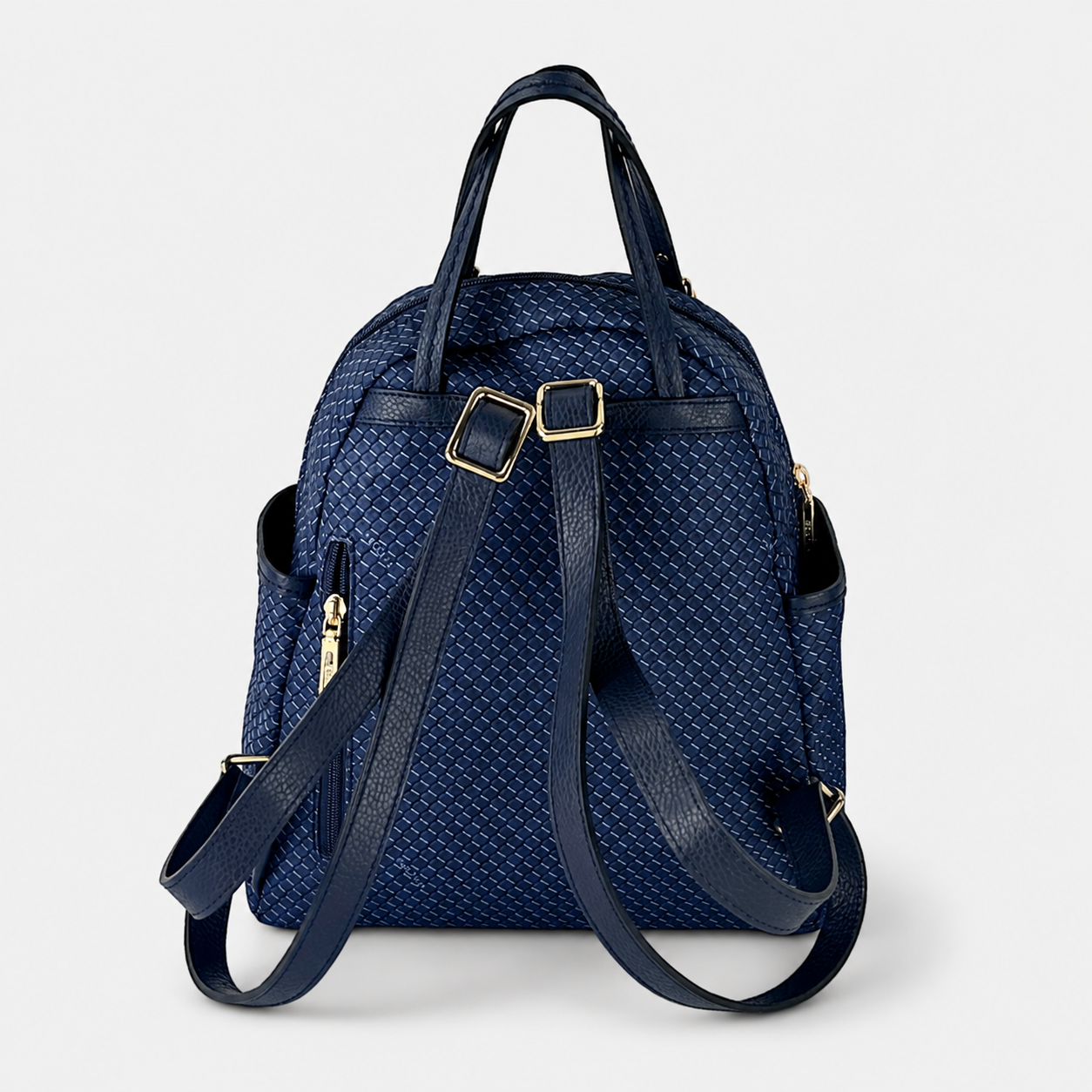 PLINIO Double Handle Mini Backpack with Side Pockets in Blue - Big Bag NY