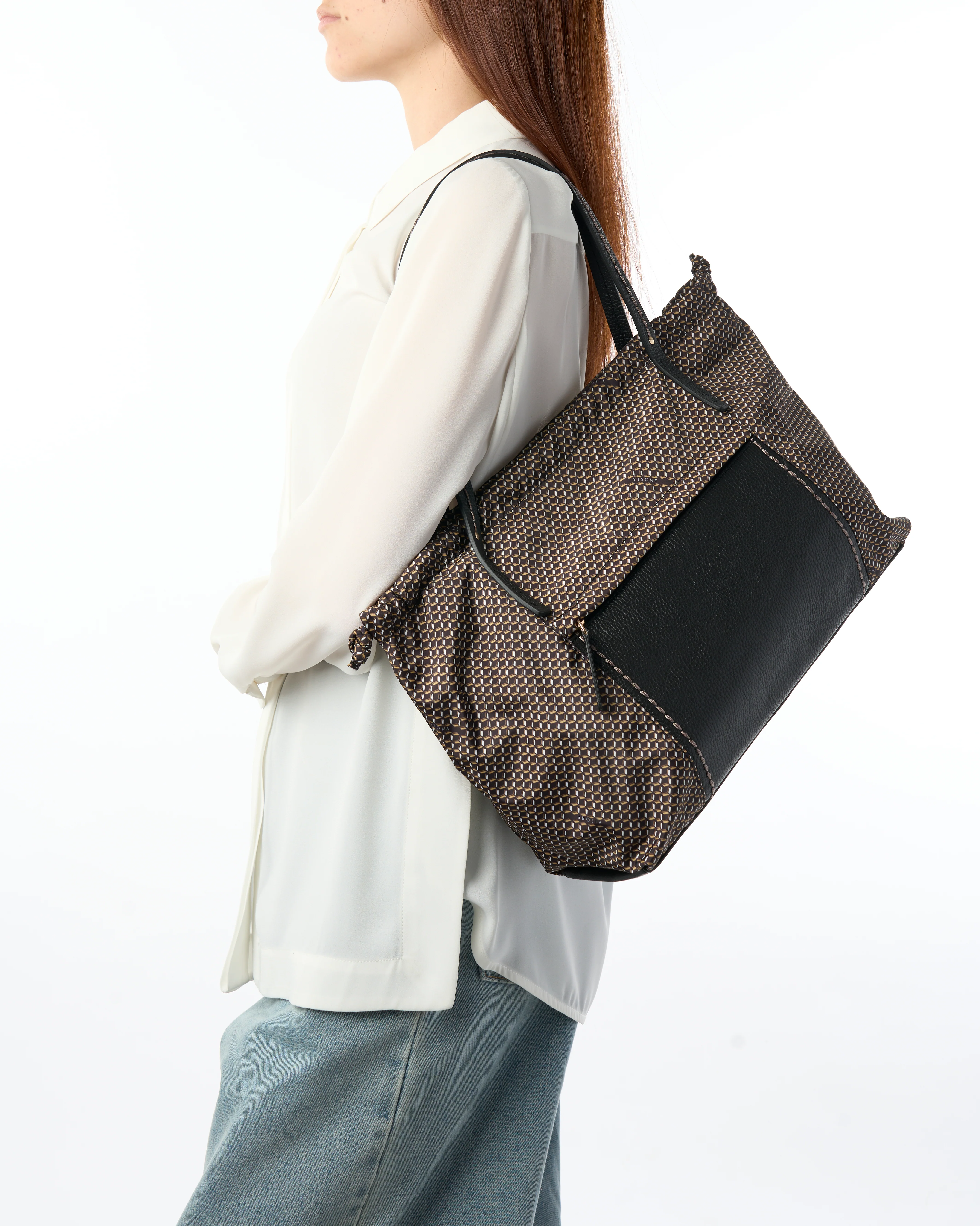 PLINIO Drawstring Large Tote- Nero-Big Bag NY