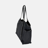 PLINIO Large Zipper Tote Bag with Side Pockets in Black - Big Bag NY