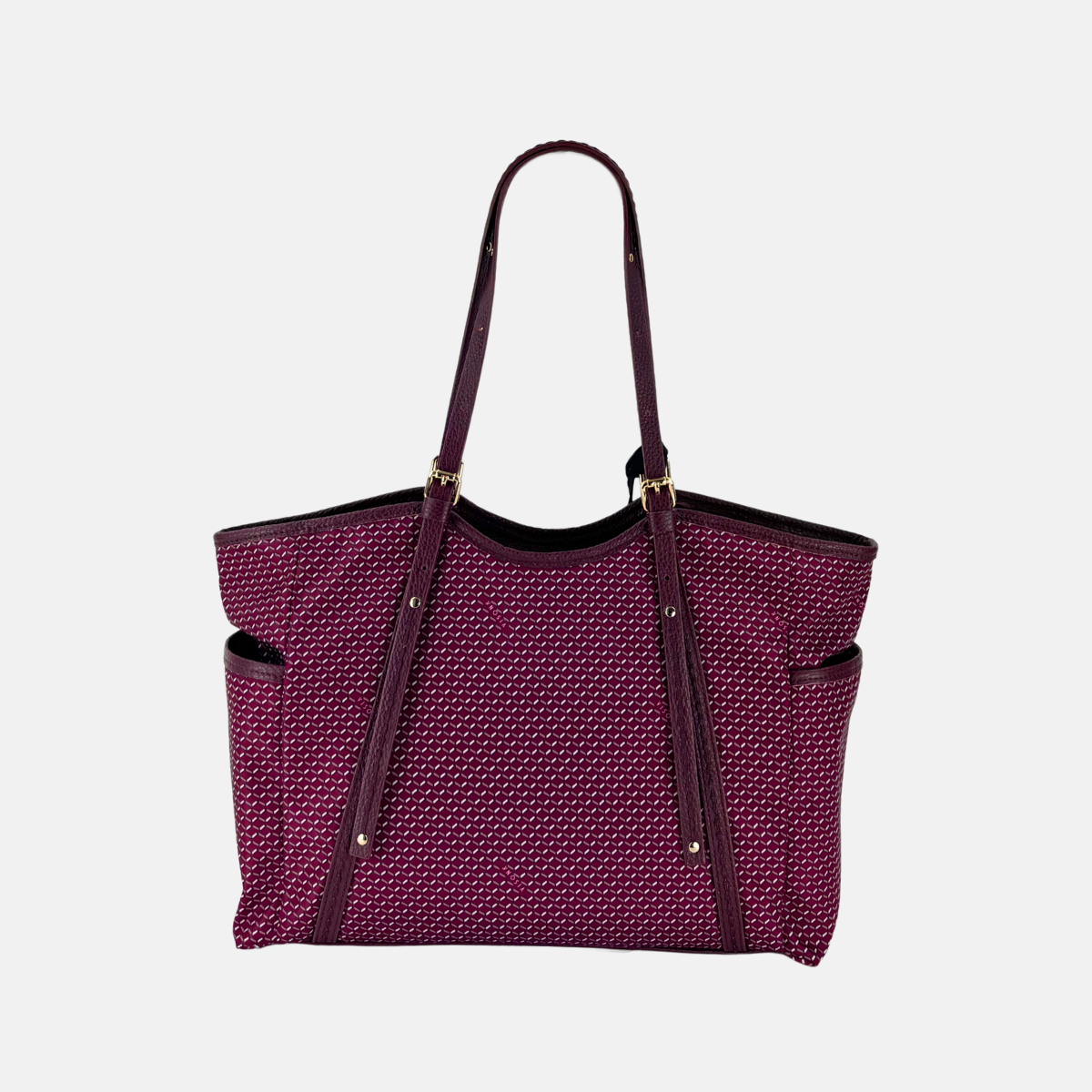 PLINIO Large Zipper Tote Bag with Side Pockets in Bordeeux - Big Bag NY