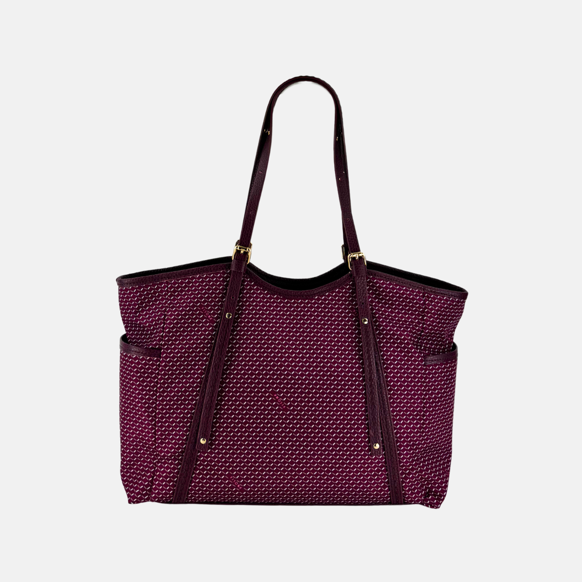 PLINIO Large Zipper Tote Bag with Side Pockets in Bordeeux - Big Bag NY