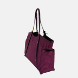 PLINIO Large Zipper Tote Bag with Side Pockets in Bordeeux - Big Bag NY