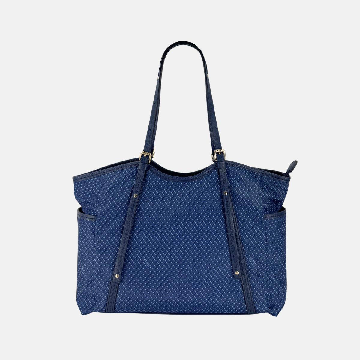 PLINIO Large Zipper Tote Bag with Side Pockets in Navy - Big Bag NY