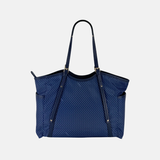 PLINIO Large Zipper Tote Bag with Side Pockets in Navy - Big Bag NY