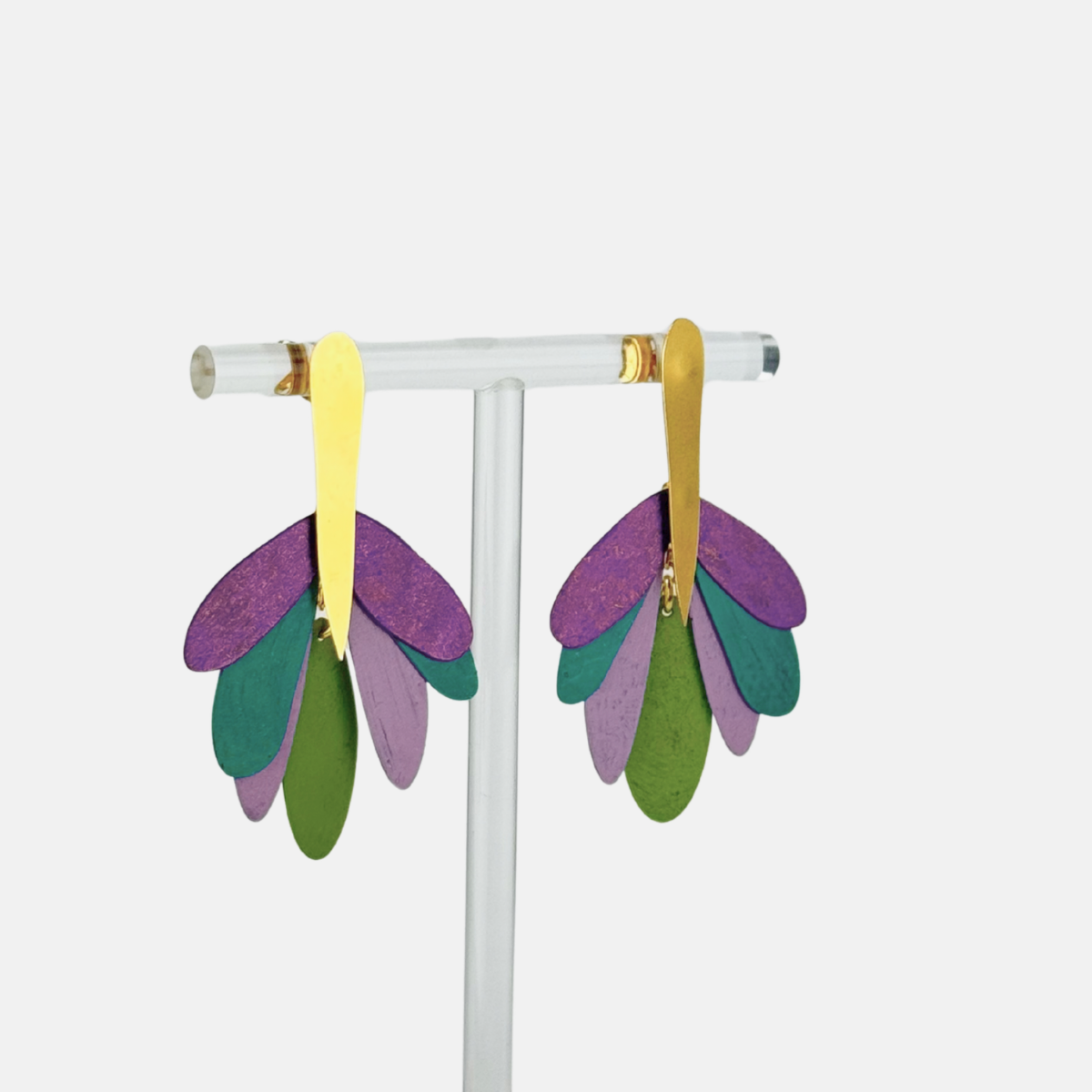 Painted Multicolor Peacock Earrings - Big Bag NY