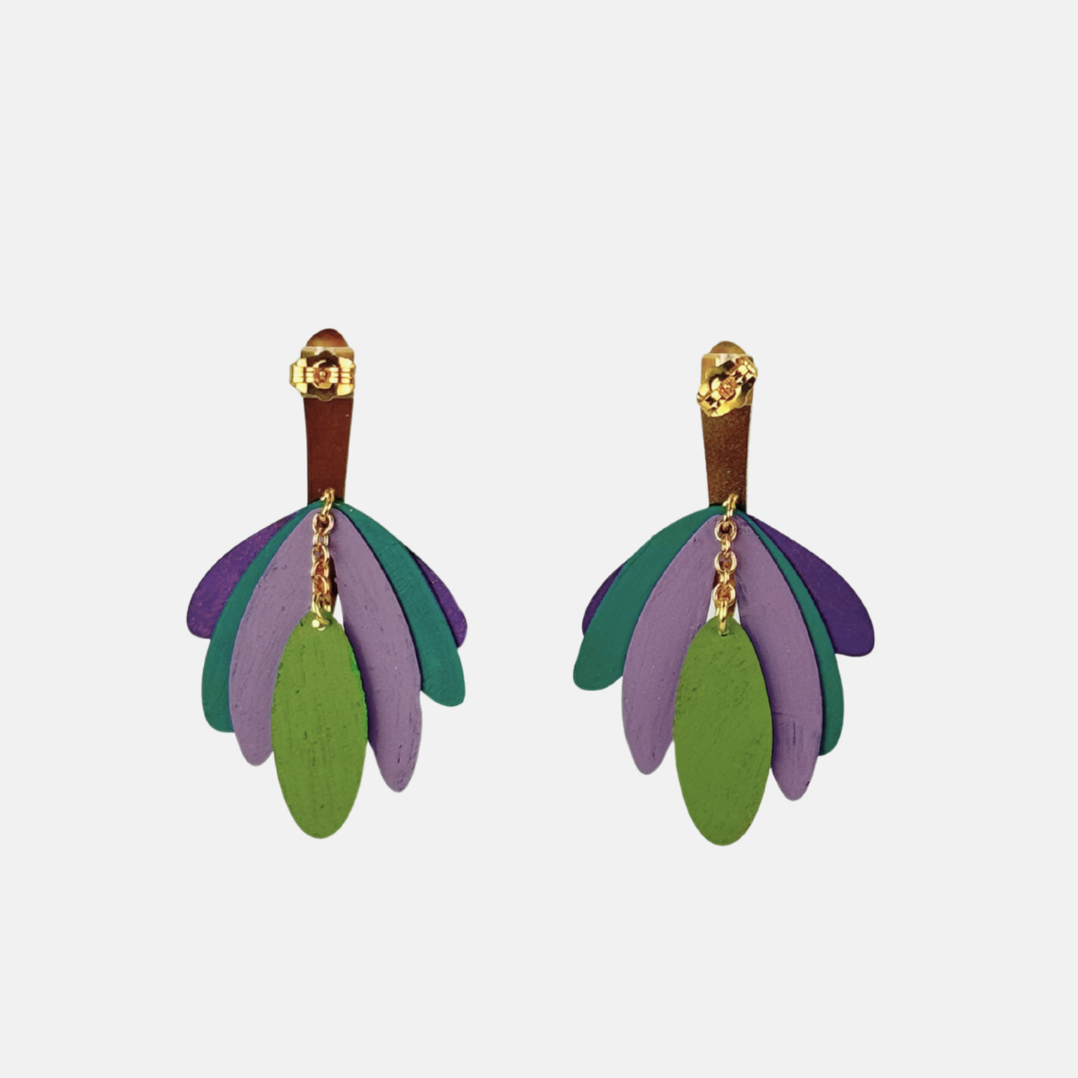 Painted Multicolor Peacock Earrings - Big Bag NY