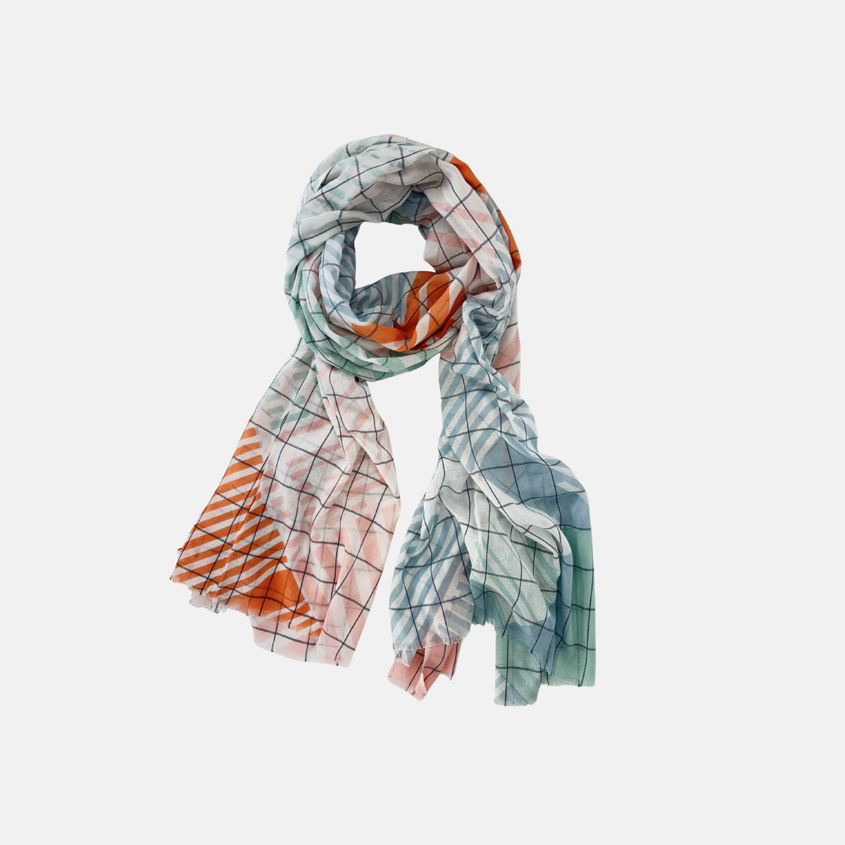 Ma Poesie Pastel Grid Cotton Scarf - Big Bag NY