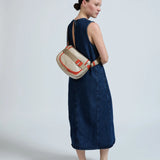 Jack Gomme PETIT GABY Linen Summer Messenger Bag Natural Orange - Big Bag NY 