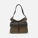 PLINIO by Visona Large Shoulder Bag with Front Pockets Nero - Big Bag NY