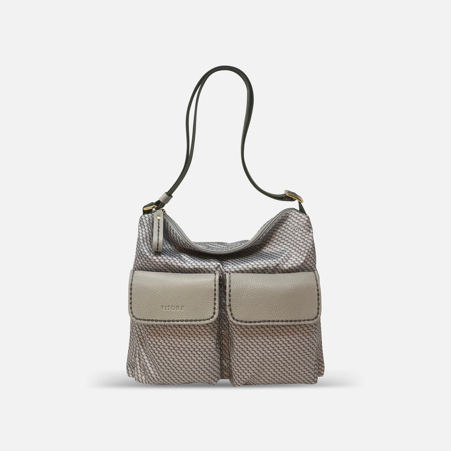 PLINIO by Visona Large Shoulder Bag with Front Pockets Perla - Big Bag NY
