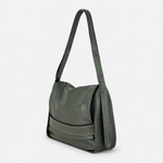 Plinio Visona AIDA Large Leather Flap Crossbody in Loden Green - Big Bag NY 