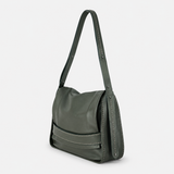 Plinio Visona AIDA Large Leather Flap Crossbody in Loden Green - Big Bag NY 