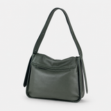 Plinio Visona AIDA Large Leather Flap Crossbody in Loden Green - Big Bag NY
