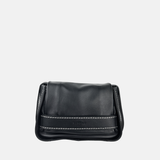 Plinio Visona AIDA Small Leather Flap Crossbody in Black - Big Bag NY