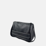 Plinio Visona AIDA Small Leather Flap Crossbody in Black - Big Bag NY