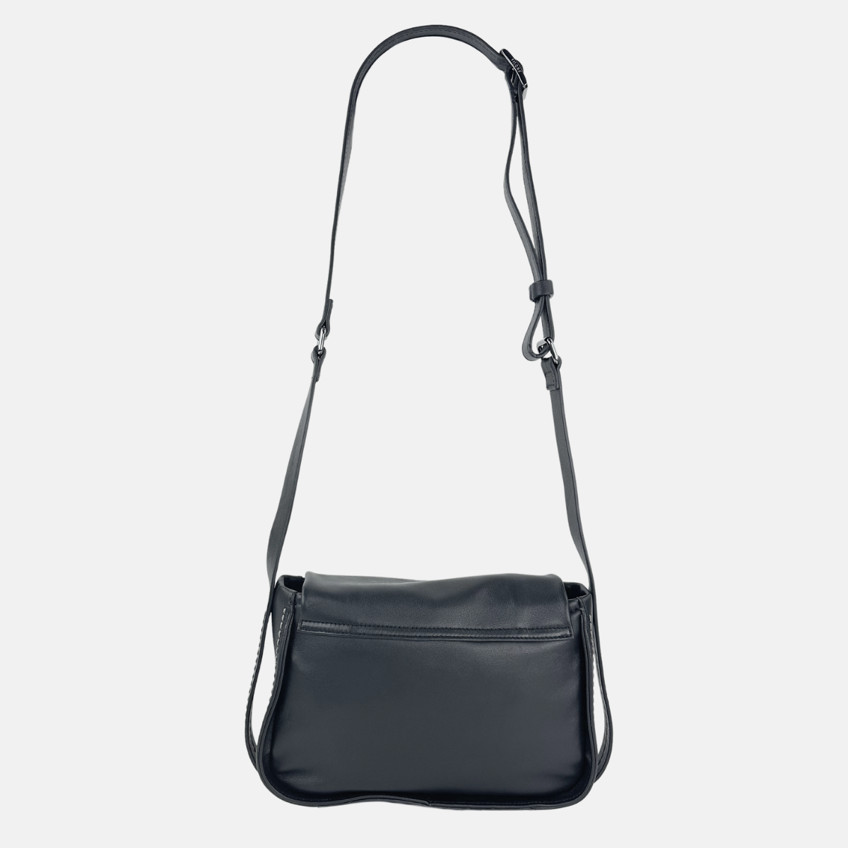 Plinio Visona AIDA Small Leather Flap Crossbody in Black - Big Bag NY