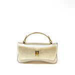 Plinio Visona Beige and Gold Contrast Flap Clutch with Shoulder Strap PV-24802-MULTIORO Multioro - Big Bag NY