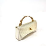 Plinio Visona Beige and Gold Contrast Flap Clutch with Shoulder Strap PV-24802-MULTIORO Multioro - Big Bag NY 1