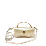 Plinio Visona Beige and Gold Contrast Flap Clutch with Shoulder Strap PV-24802-MULTIORO Multioro - Big Bag NY 2