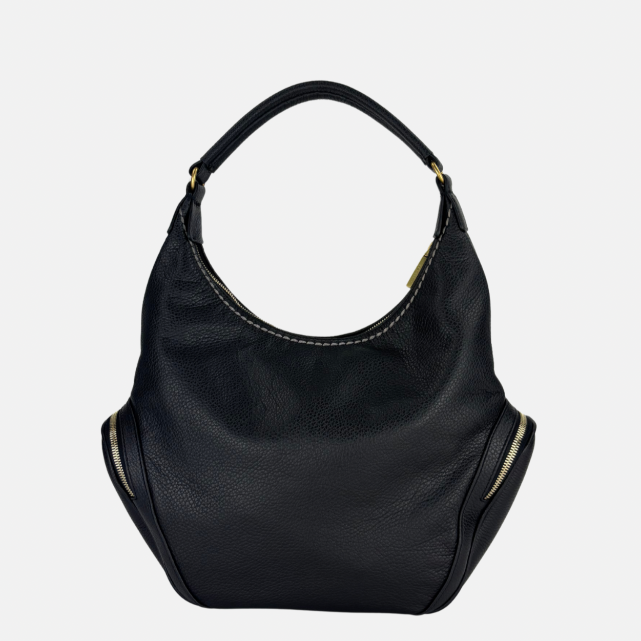 Plinio Visona CALLE Large Hobo Bag with Side Zip Pockets Nero Black- Big Bag NY