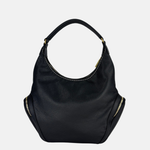 Plinio Visona CALLE Large Hobo Bag with Side Zip Pockets Nero Black- Big Bag NY