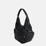 Plinio Visona CALLE Large Hobo Bag with Side Zip Pockets Nero Black- Big Bag NY 1
