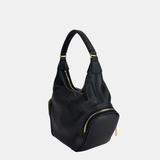 Plinio Visona CALLE Large Hobo Bag with Side Zip Pockets Nero Black- Big Bag NY 1