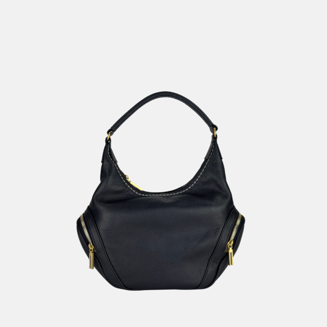 Plinio Visona CALLE Medium Hobo Bag with side Pockets Black Nero - Big Bag NY