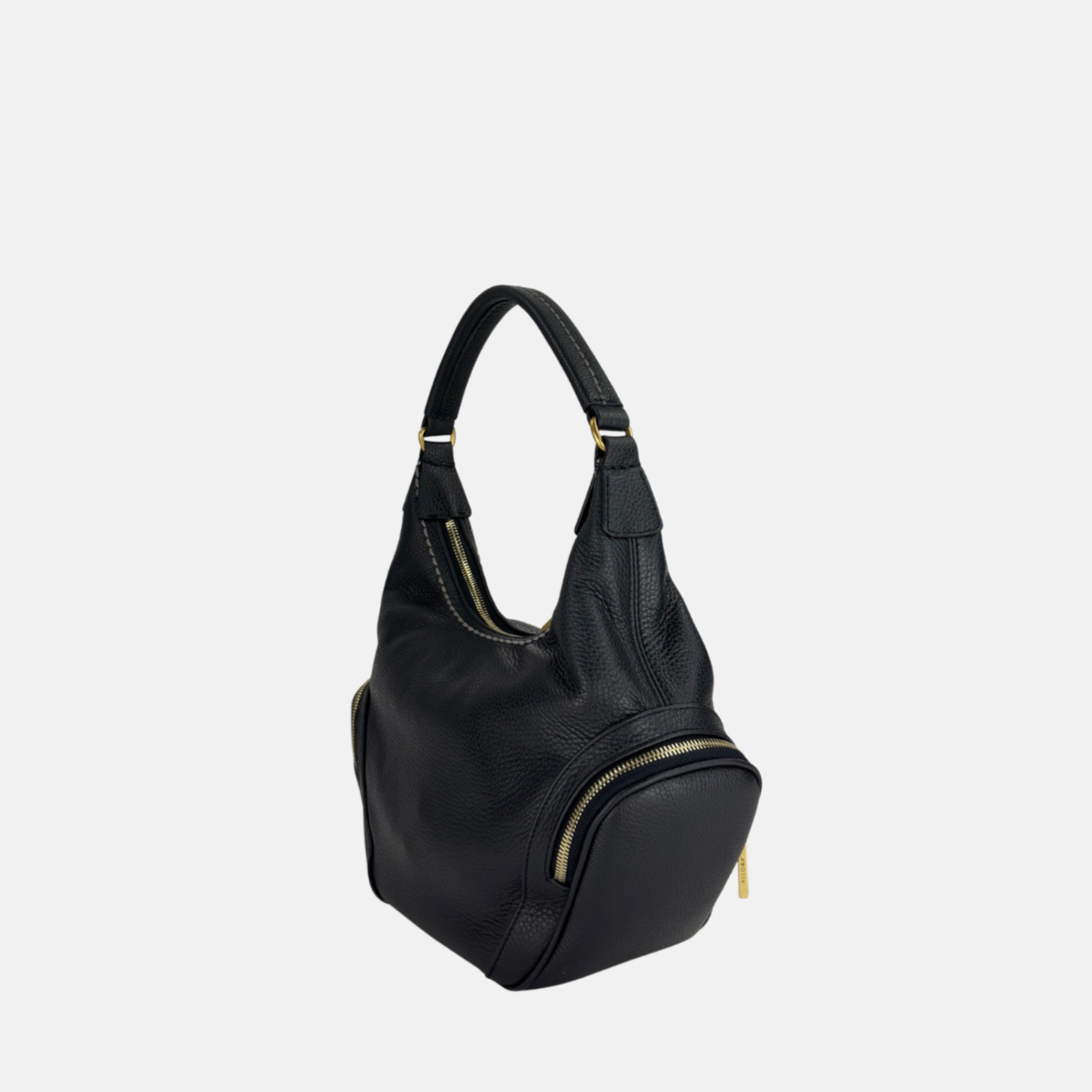 Plinio Visona CALLE Medium Hobo Bag with side Pockets Black Nero - Big Bag NY