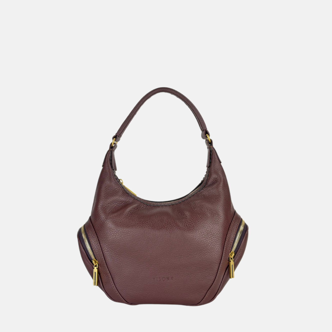 Plinio Visona CALLE Medium Hobo Bag with side Pockets Caffe Brown - Big Bag NY