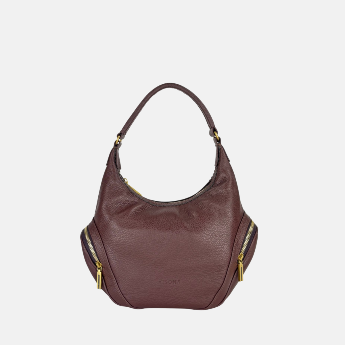 Plinio Visona CALLE Medium Hobo Bag with side Pockets Caffe Brown - Big Bag NY