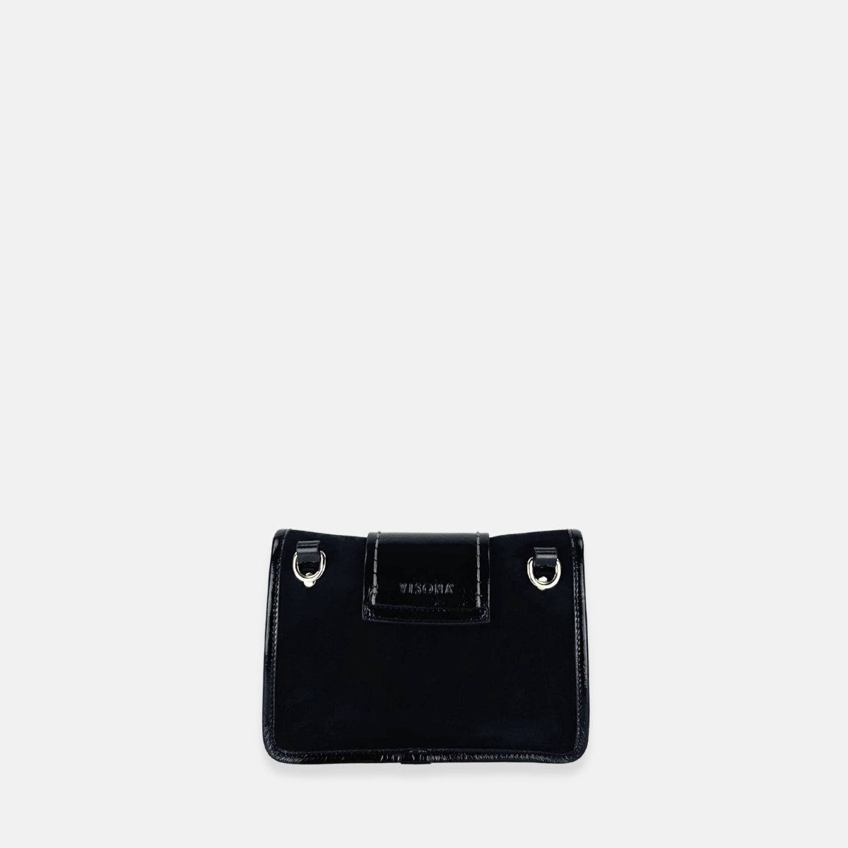 Plinio Visona Linda Soft Tab Clutch in Black Patent and Suede