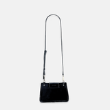 Plinio Visona Linda Soft Tab Clutch in Black Patent and Suede